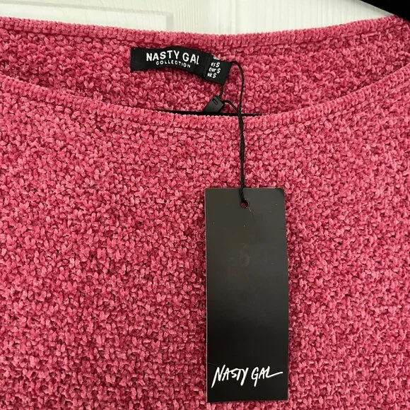 Nasty Gal Women's Cropped Long sleeve Super Soft Rose Pullover Sweater Sz S - Picture 5 of 9